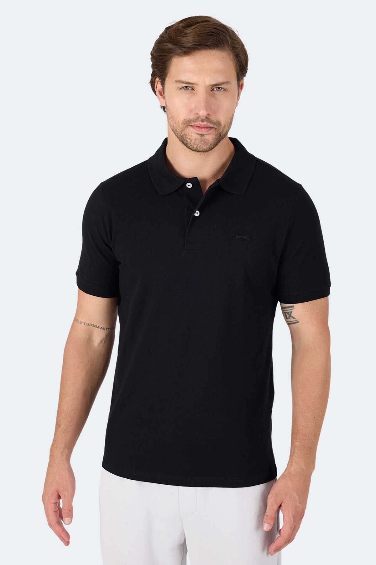 Slazenger - Slazenger VALE KTN Erkek Tişört Siyah