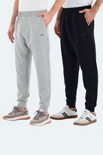 Slazenger - Slazenger VALERIE 2 Lİ SET Erkek Cepli Siyah - Gri Eşofman Altı