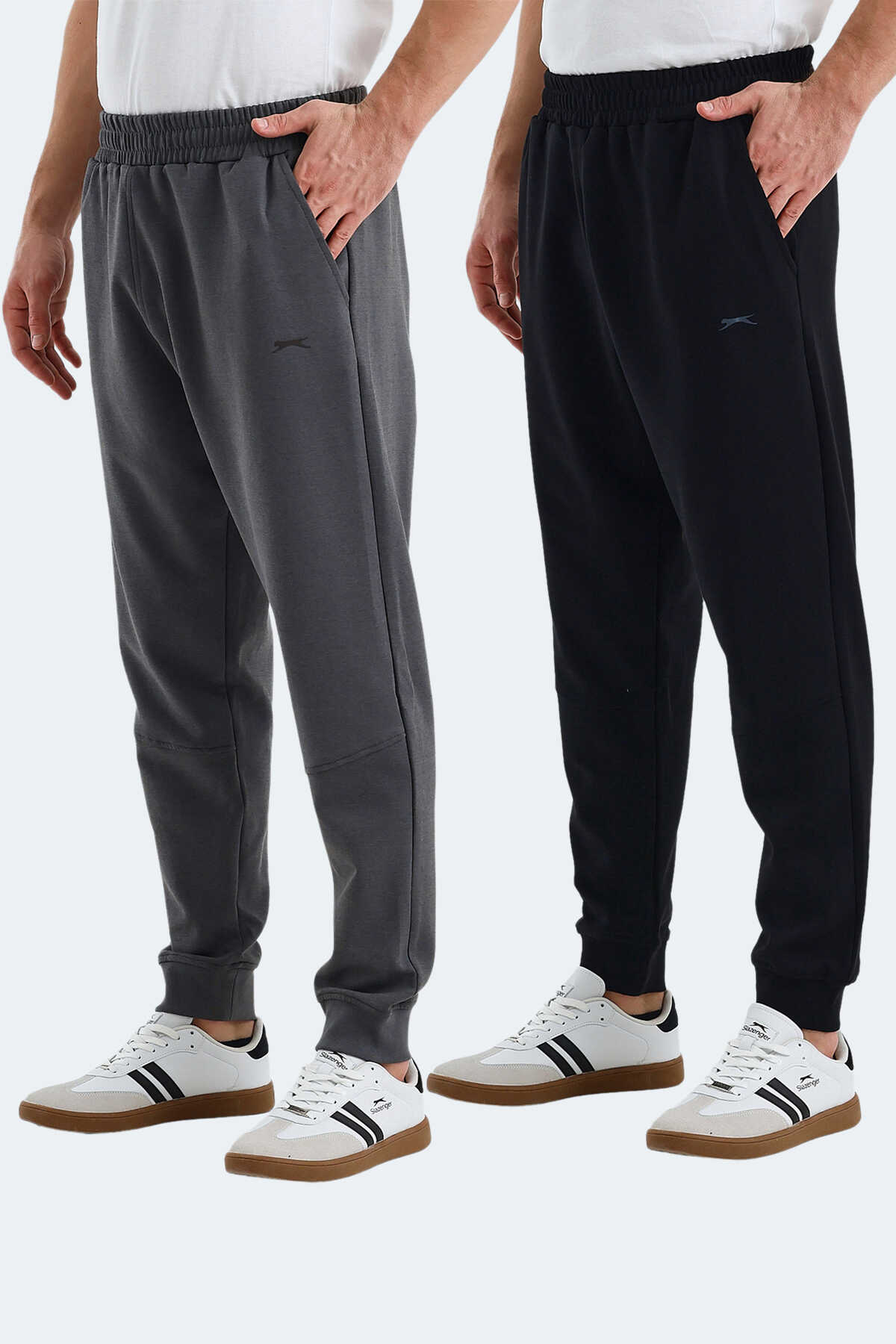 Slazenger - Slazenger VALERIE 2 Lİ SET Erkek Siyah - Koyu Gri Eşofman Altı