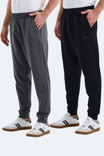 Slazenger - Slazenger VALERIE 2 Lİ SET Erkek Cepli Siyah - Koyu Gri Eşofman Altı