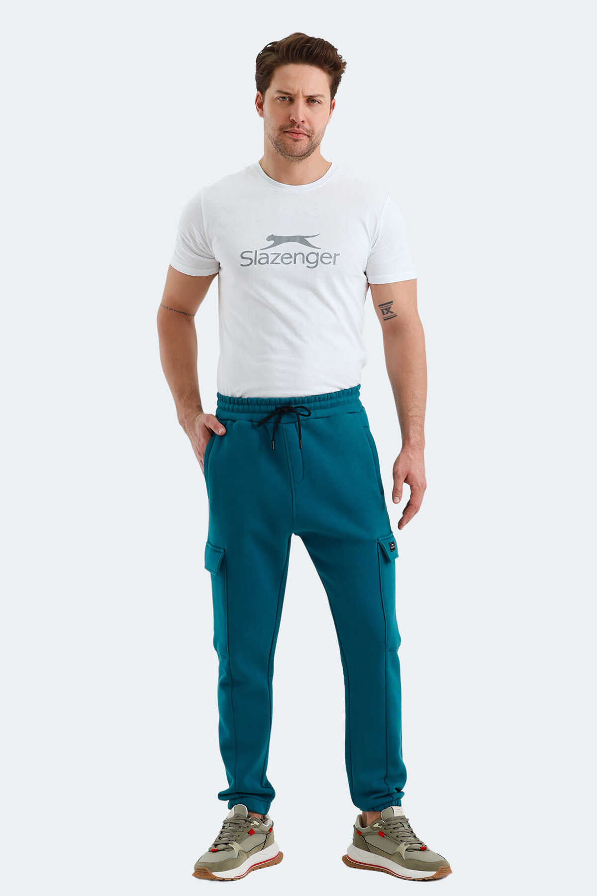 Slazenger VALORA 2 Lİ SET Erkek Kargo Cepli Siyah - Petrol Eşofman Altı - 8