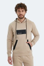 Slazenger - Slazenger VANDA Erkek Kanguru Cepli Kapüşonlu Bej Sweatshırt