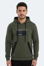 Slazenger - Slazenger VANDA Erkek Kanguru Cepli Kapüşonlu Haki Sweatshırt