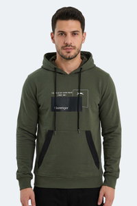 Slazenger - Slazenger VANDA Erkek Kanguru Cepli Kapüşonlu Haki Sweatshırt
