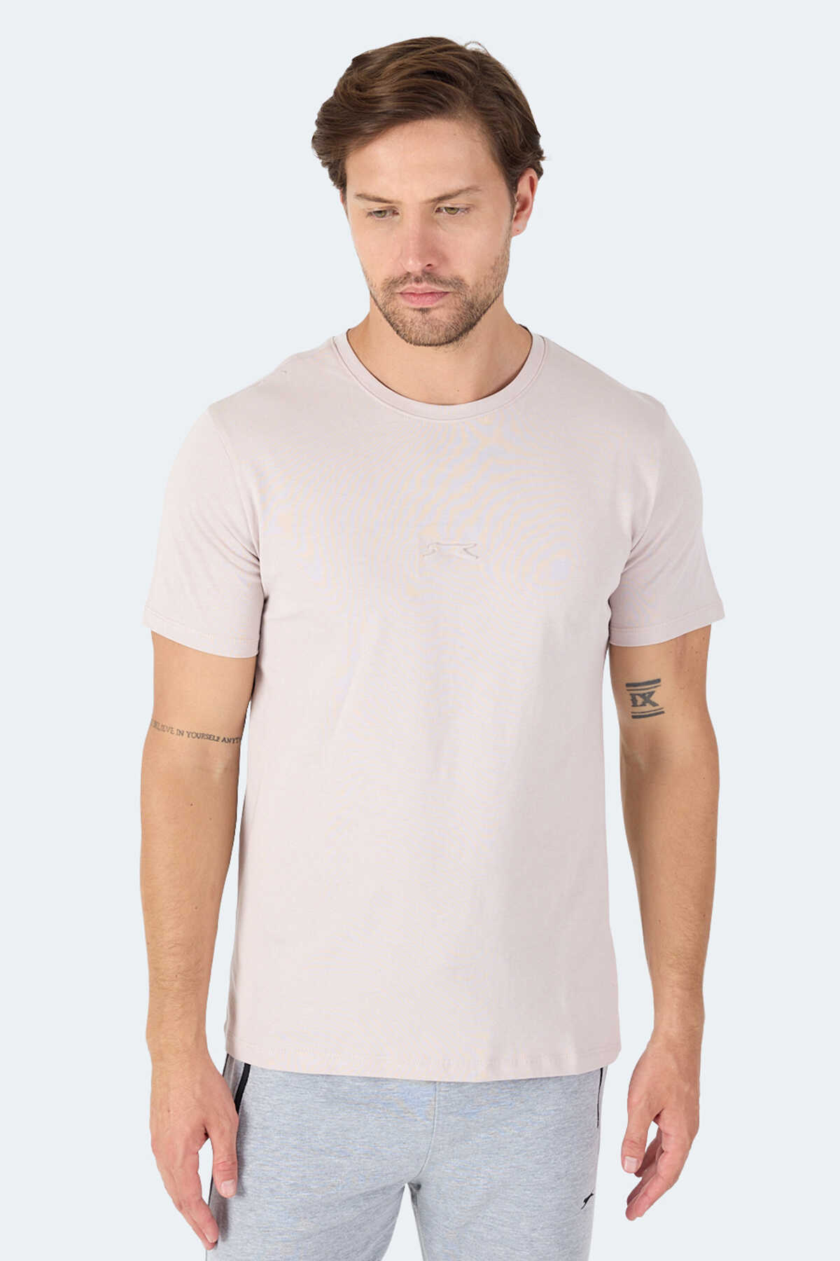 Slazenger - Slazenger VANN IN Erkek Tişört Taş Gri