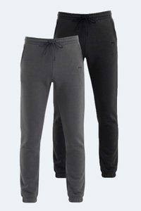 Slazenger - Slazenger VARIOUS 2 Lİ SET Erkek Cepli Slim Fit Siyah - Koyu Gri Eşofman Altı