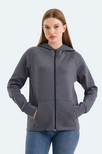 Slazenger - Slazenger VASCO Kadın Fermuarlı Kapüşonlu Cepli Koyu Gri Sweatshırt Slazenger - Slazenger VASCO Kadın Fermuarlı Kapüşonlu Cepli Koyu Gri Sweatshırt