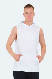 Slazenger - Slazenger VASILISA Erkek Kolsuz Kanguru Cepli Beyaz Tişört
