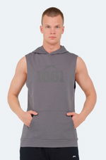 Slazenger - Slazenger VASILISA Erkek Kolsuz Kanguru Cepli Koyu Gri Tişört Slazenger - Slazenger VASILISA Erkek Kolsuz Kanguru Cepli Koyu Gri Tişört