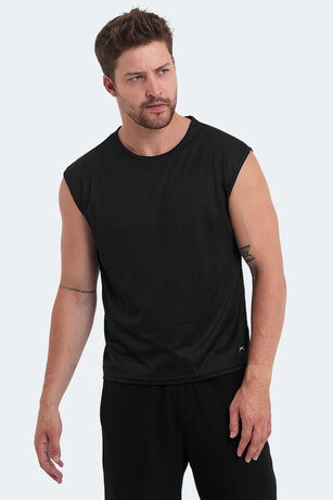 Slazenger VASKA I Erkek Kolsuz Siyah Tişört 