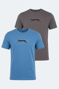 Slazenger - Slazenger VEDRAN 2 Lİ SET Erkek Koyu Gri / Petrol Tişört