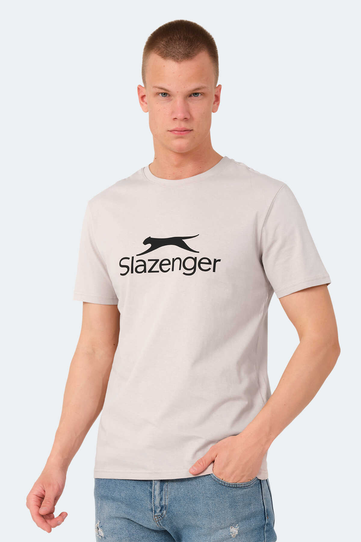 Slazenger - Slazenger VEERA IN Erkek Tişört Taş Gri