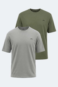 Slazenger - Slazenger VELLAMO 2 Lİ SET Erkek Haki / Gri Tişört
