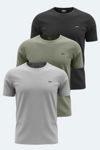 Slazenger - Slazenger VELLAMO 3 lü Set Erkek Haki - Gri - Siyah Tişört Slazenger - Slazenger VELLAMO 3 lü Set Erkek Haki - Gri - Siyah Tişört