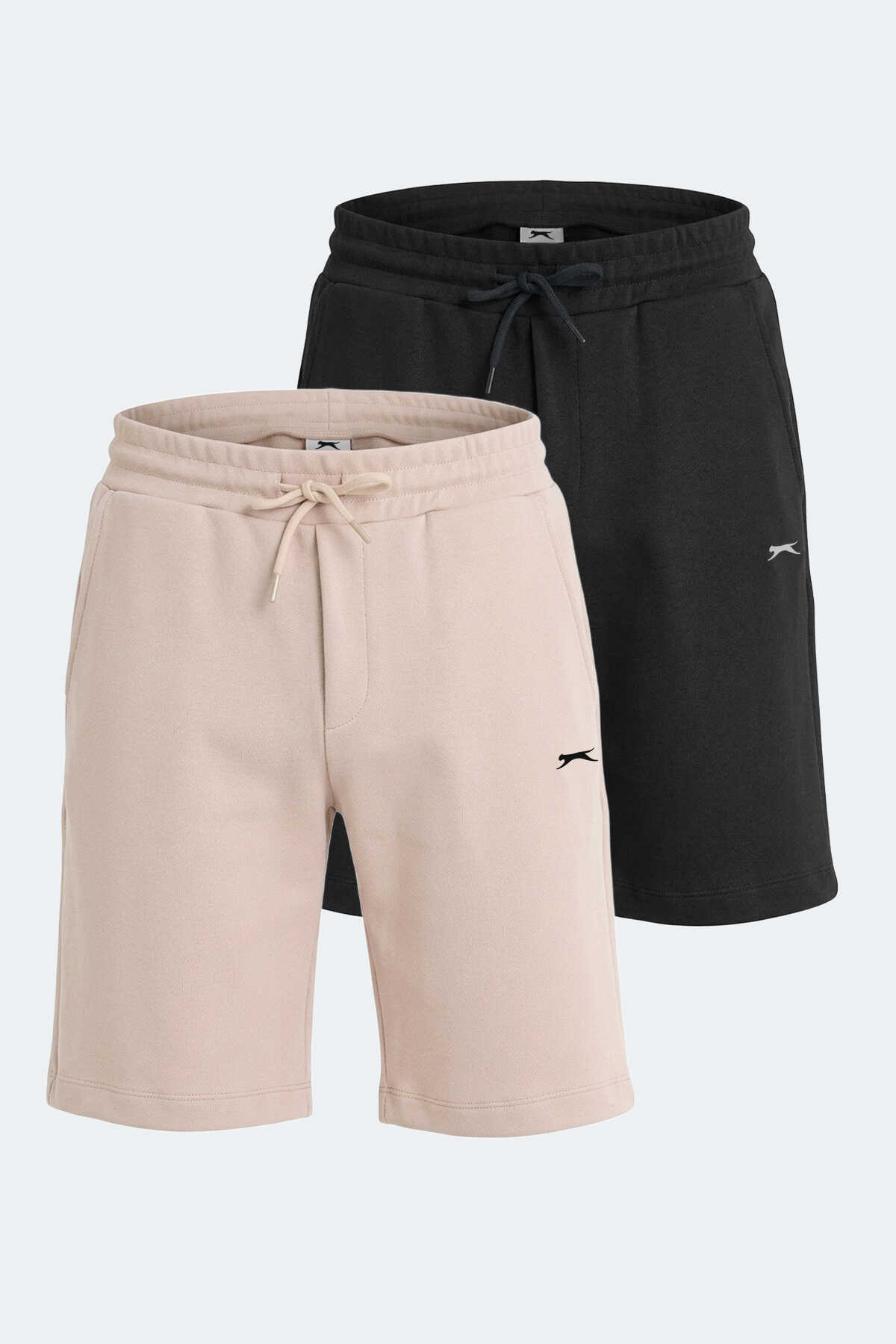 Slazenger - Slazenger VELVELA 2 Lİ SET Erkek Siyah -Taş Gri Şort