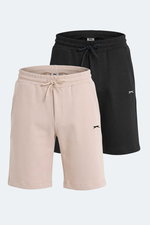 Slazenger - Slazenger VELVELA 2 Lİ SET Erkek Siyah -Taş Gri Şort