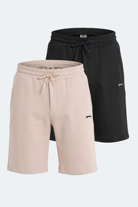 Slazenger - Slazenger VELVELA 2 Lİ SET Erkek Siyah -Taş Gri Şort