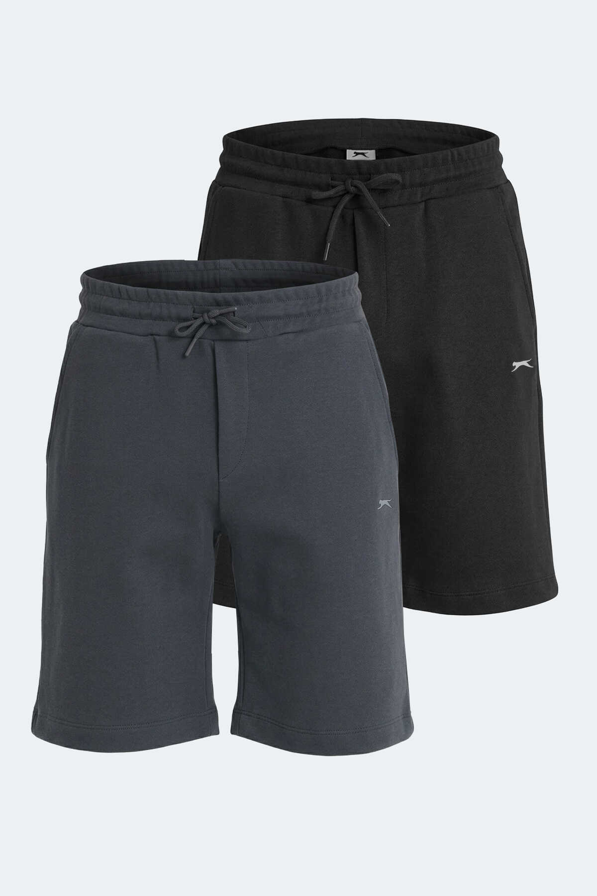 Slazenger - Slazenger VELVELA 2 Lİ SET Erkek Siyah - Koyu Gri Şort