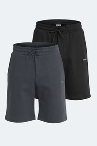 Slazenger - Slazenger VELVELA 2 Lİ SET Erkek Siyah - Koyu Gri Şort