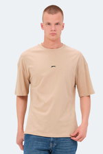 Slazenger - Slazenger VENETIA I Erkek Baskılı Oversıze Bej Tişört