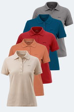 Slazenger - Slazenger VERA 5 Lİ SET Kadın Polo Yaka Krem - Koyu Gri - Kırmızı - Kiremit - Petrol Tişört
