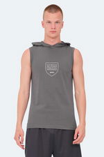 Slazenger - Slazenger VERSIO IN Erkek Kolsuz Baskılı Koyu Gri Tişört