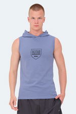 Slazenger - Slazenger VERSIO IN Erkek Kolsuz Baskılı Mavi Tişört