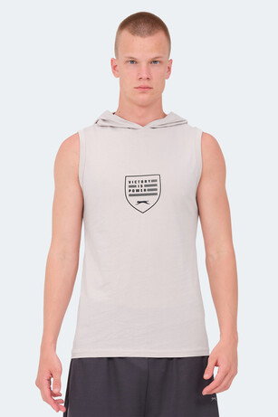 Slazenger VERSIO IN Erkek Kolsuz Baskılı Taş Gri Tişört