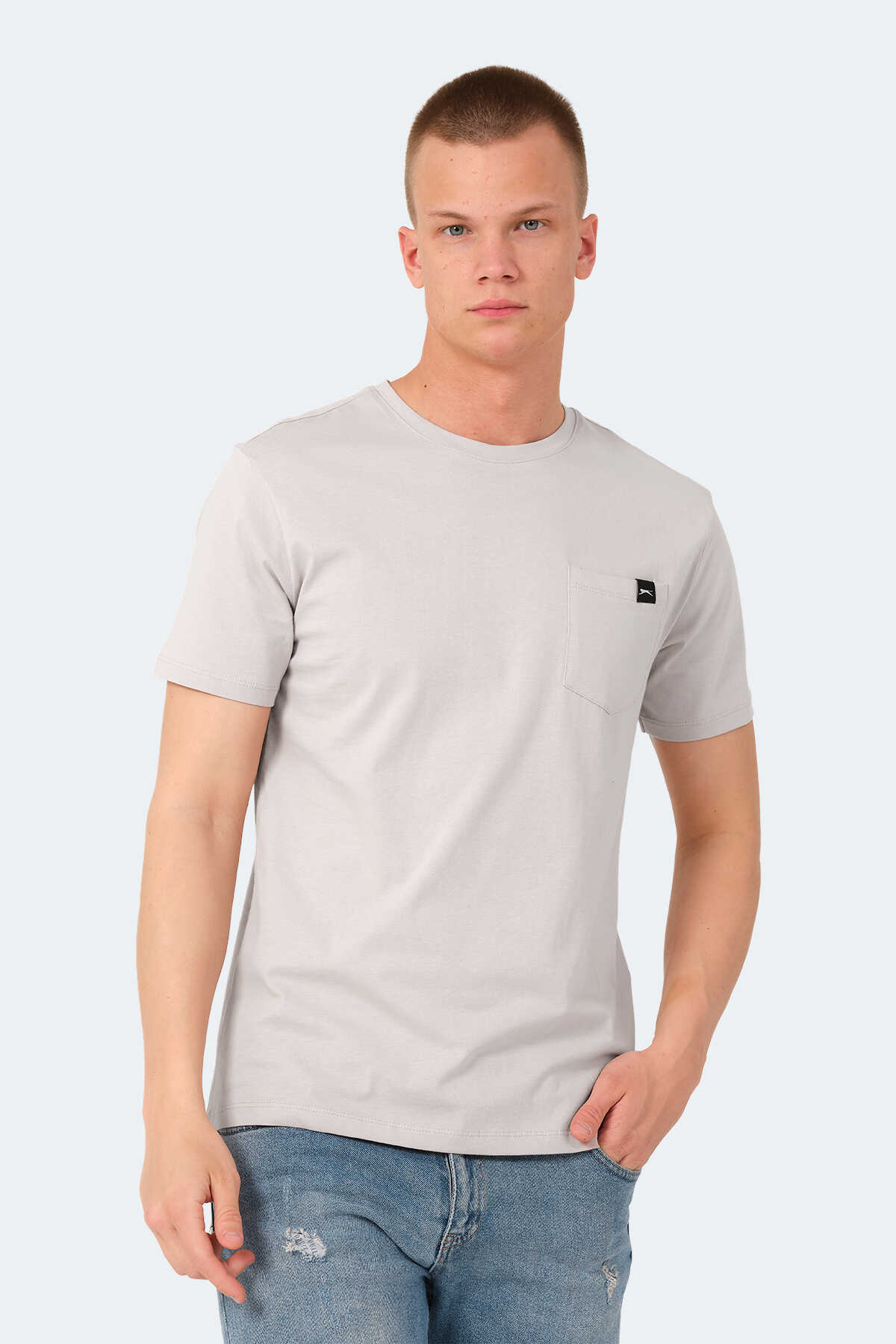 Slazenger - Slazenger VESELA Erkek Cepli Taş Gri Tişört