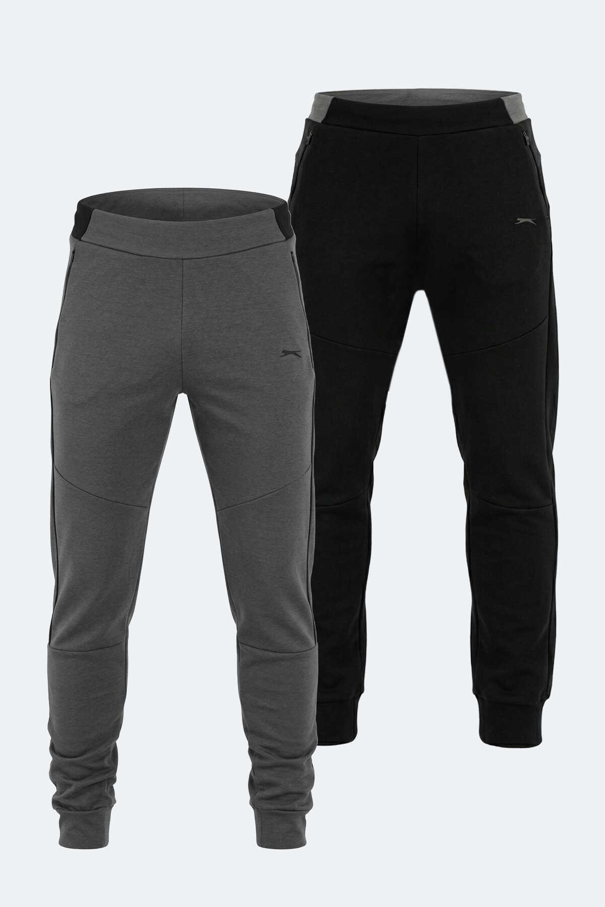 Slazenger - Slazenger VESSEL 2 Lİ SET Erkek Siyah - Koyu Gri Eşofman Altı