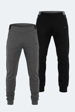 Slazenger - Slazenger VESSEL 2 Lİ SET Erkek Siyah - Koyu Gri Eşofman Altı