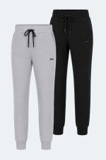 Slazenger - Slazenger VETERAN 2 Lİ SET Kadın Cepli Siyah - Gri Eşofman Altı