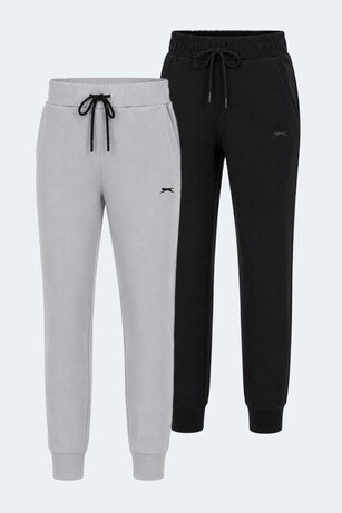 Slazenger VETERAN 2 Lİ SET Kadın Cepli Siyah - Gri Eşofman Altı