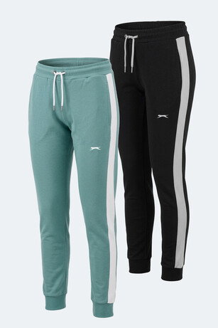 Slazenger VEVA 2 Lİ SET Kadın Cepli Yeşil - Siyah Eşofman Altı