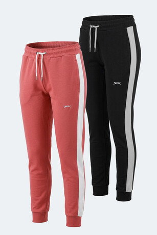 Slazenger VEVA 2 Lİ SET Kadın Cepli Siyah - Gül Eşofman Altı