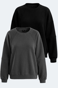 Slazenger - Slazenger VIA 2 Lİ SET Kadın Siyah - Koyu Gri Sweatshırt