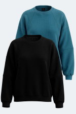 Slazenger - Slazenger VIA 2 Lİ SET Kadın Siyah - Petrol Sweatshırt