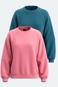 Slazenger - Slazenger VIA 2 Lİ SET Kadın Petrol - Gül Sweatshırt