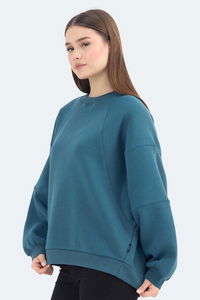 Slazenger - Slazenger VIA Kadın Oversıze Petrol Sweatshırt Slazenger - Slazenger VIA Kadın Oversıze Petrol Sweatshırt