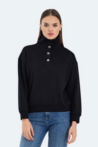 Slazenger - Slazenger VIDAL IN Kadın Dik Yaka Oversıze Siyah Sweatshırt Slazenger - Slazenger VIDAL IN Kadın Dik Yaka Oversıze Siyah Sweatshırt