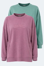 Slazenger - Slazenger VIKENTI SW 2 Lİ SET Kadın Yeşil - Gül Sweatshırt