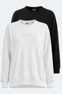 Slazenger - Slazenger VIKENTI SW 2 Lİ SET Kadın Beyaz - Siyah Sweatshırt