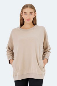 Slazenger - Slazenger VIKENTI SW Kadın Cepli Oversıze Bej Sweatshırt Slazenger - Slazenger VIKENTI SW Kadın Cepli Oversıze Bej Sweatshırt