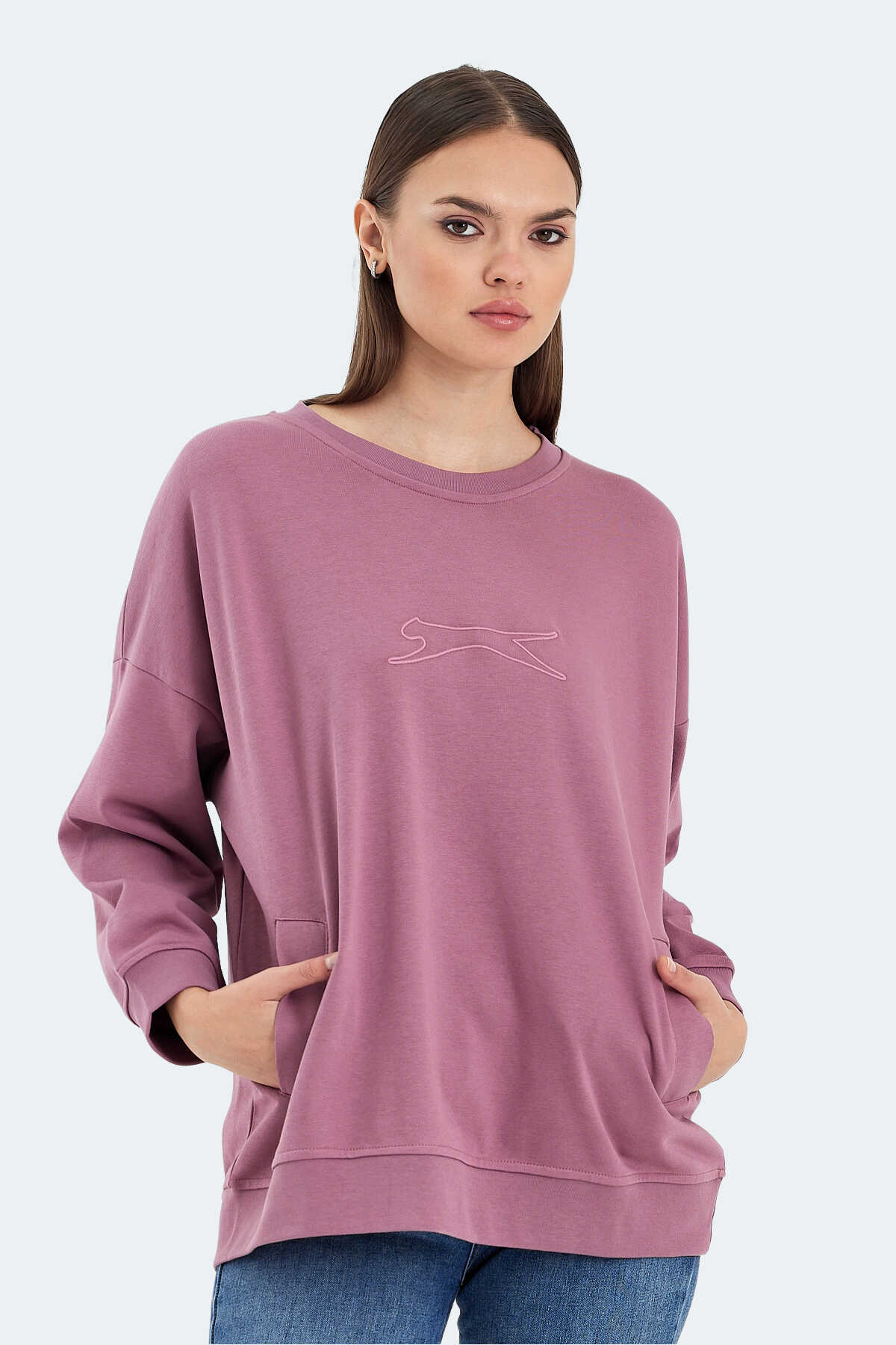 Slazenger - Slazenger VIKENTI SW Oversıze Kadın Sweatshirt Gül