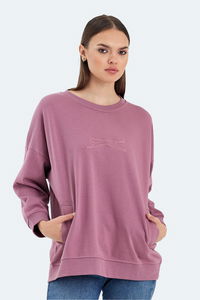 Slazenger - Slazenger VIKENTI SW Kadın Cepli Oversıze Gül Sweatshırt Slazenger - Slazenger VIKENTI SW Kadın Cepli Oversıze Gül Sweatshırt