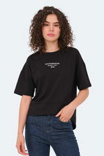 Slazenger - Slazenger VILLAGE Kadın Oversıze Siyah Tişört Slazenger - Slazenger VILLAGE Kadın Oversıze Siyah Tişört