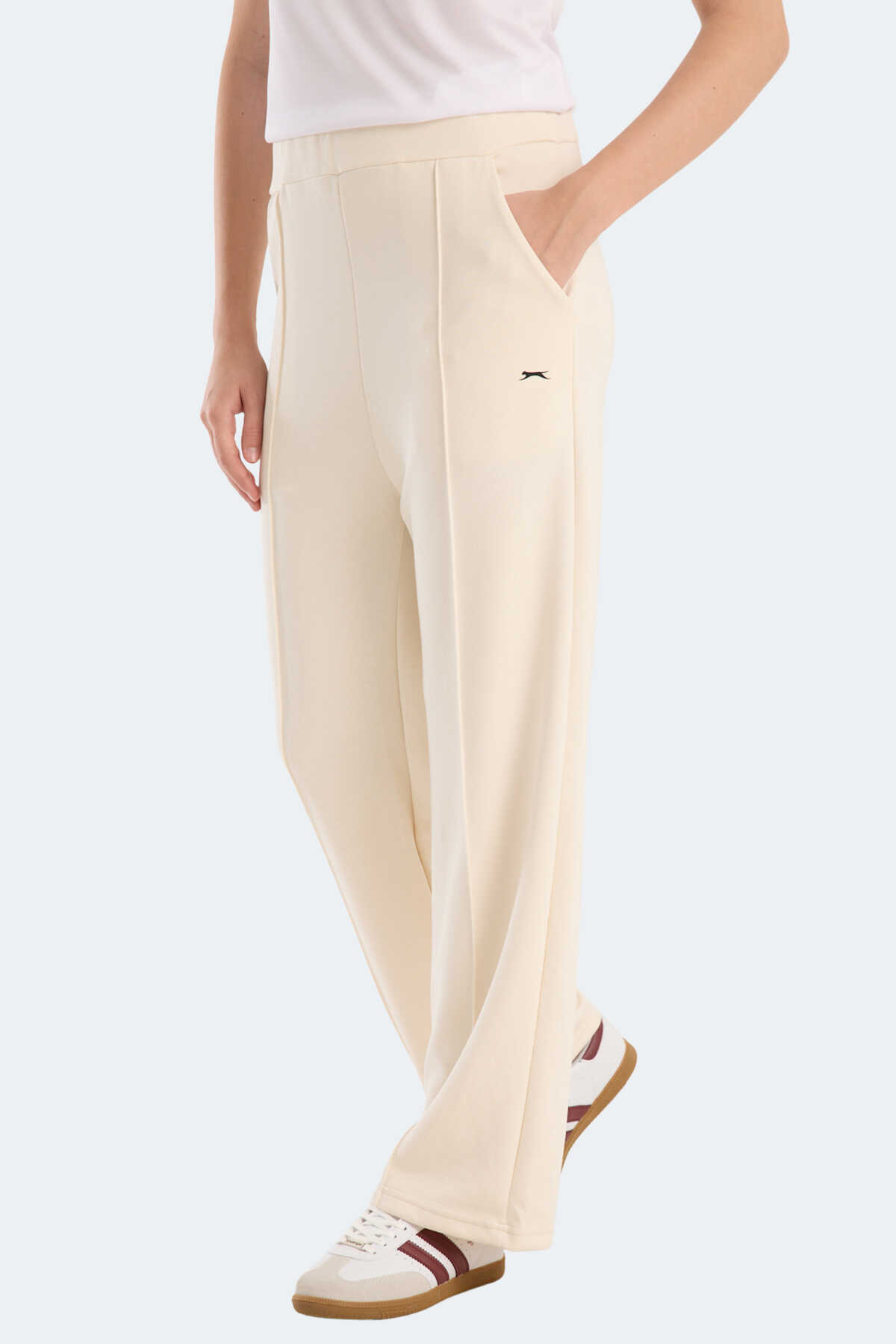 Slazenger - Slazenger VILLE CZG Kadın Bol Paça Ekru Pantolon