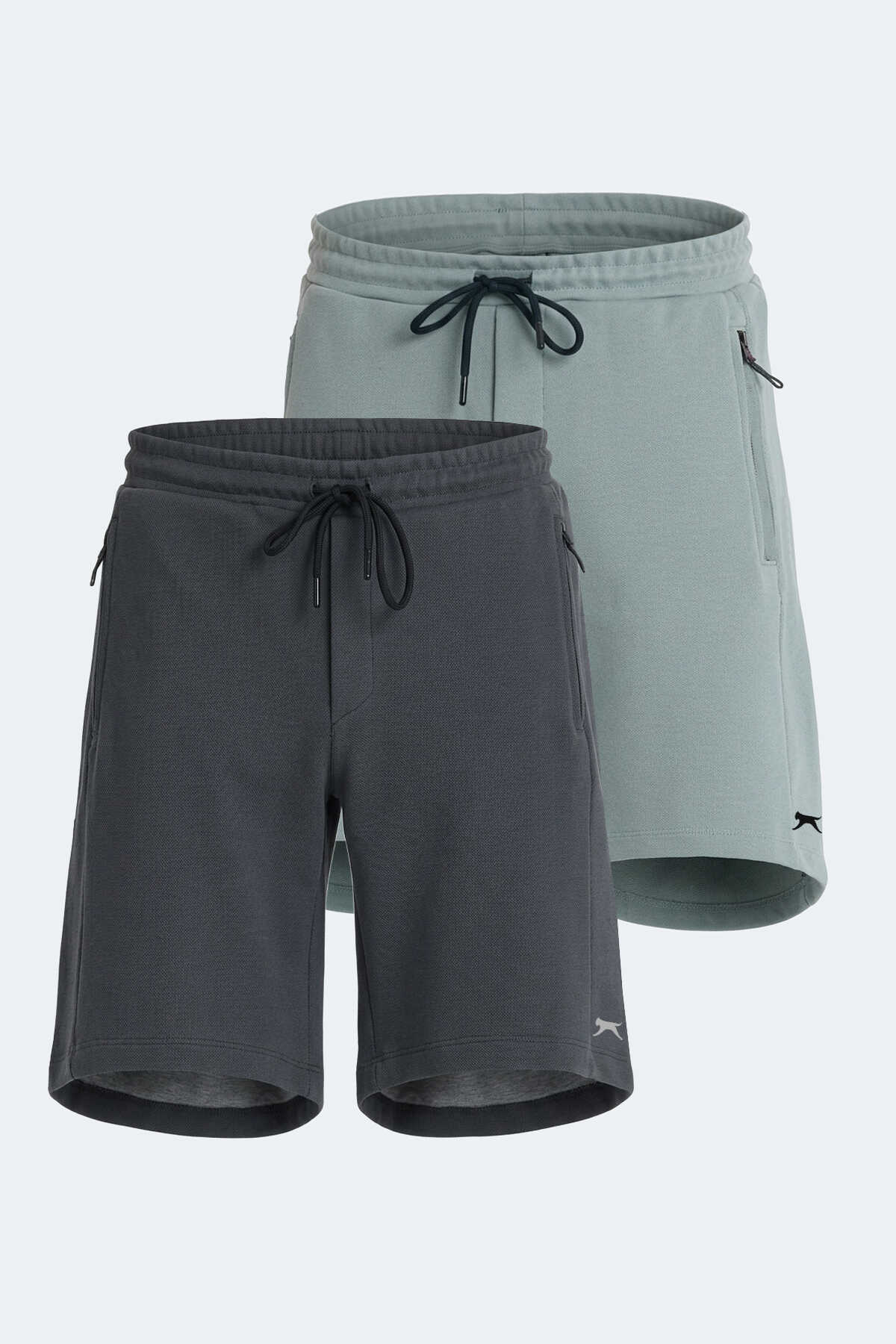 Slazenger - Slazenger VILTE 2 Lİ SET Erkek Koyu Gri - Su Yeşili Şort