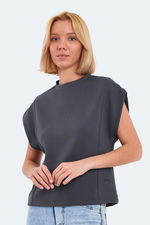 Slazenger - Slazenger VINCENZA Kadın Koyu Gri Tişört Slazenger - Slazenger VINCENZA Kadın Koyu Gri Tişört