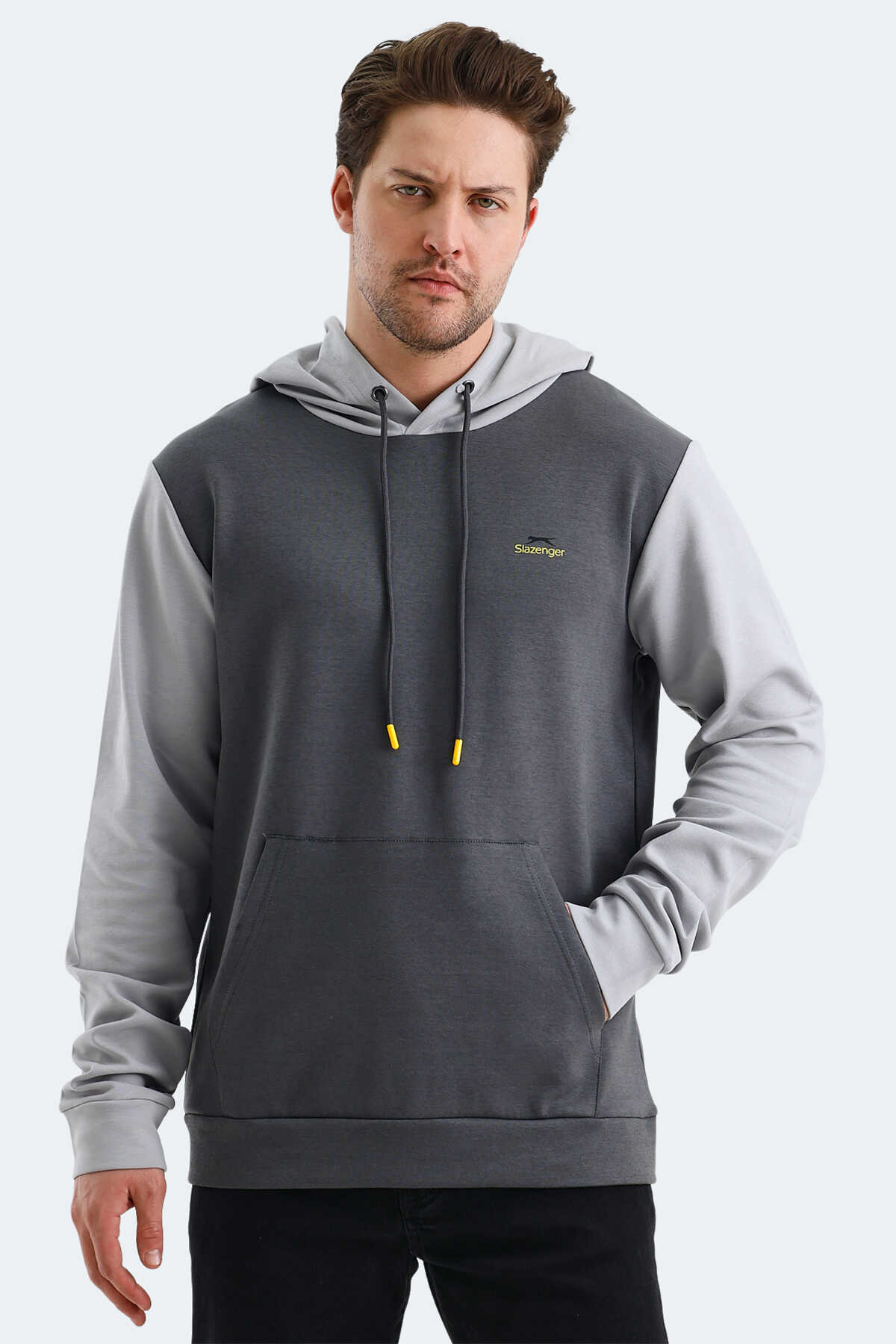 Slazenger - Slazenger VIOLA Erkek Sweatshirt Koyu Gri / Siyah